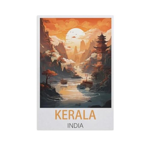 Puzzle 1000 Stück，Kerala Indien，Klassische Puzzle 3D Puzzle DIY Kit Papier Spielzeug Einzigartiges Geschenk Wohnkultur（50x70cm）-FS36 von YYHMKBYY
