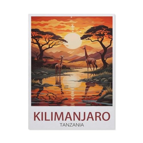 Puzzle 1000 Stück，Kilimanjaro Tansania Sonnenuntergang，Papier Kinderspielzeug Dekompression Spiel（50x70cm）-AW58 von YYHMKBYY