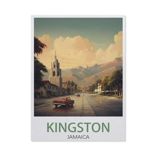 Puzzle 1000 Stück，Kingston Jamaika-Reiseposter im Vintage-Stil，Klassische Puzzle 3D Puzzle DIY Kit Papier Spielzeug Einzigartiges Geschenk Wohnkultur（38x26cm）-AW22 von YYHMKBYY