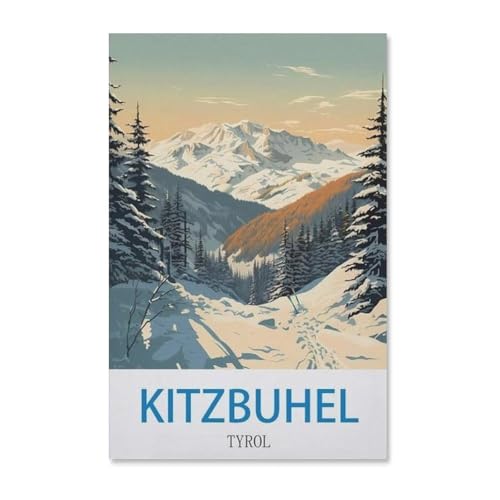 Puzzle 1000 Stück，Kitzbühel Vintages Reiseplakat Tirol，Für Holz Erwachsene Spielzeug Dekompression Spiel（75x50cm）-E54 von YYHMKBYY