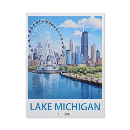 Puzzle 1000 Stück，Lake Michigan, Illinois，Holz Adult Toys Dekompression Spiel（75x50cm）-EC88 von YYHMKBYY
