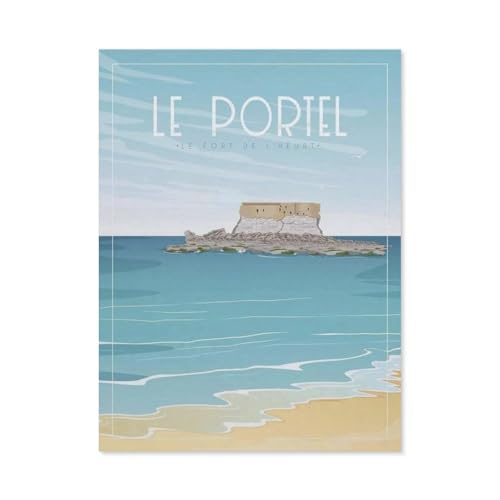 Puzzle 1000 Stück，Le Portel Frankreich Vintage Reiseposter，Klassische Puzzle 3D Puzzle DIY Kit Papier Spielzeug Einzigartiges Geschenk Wohnkultur（38x26cm）-BN80 von YYHMKBYY
