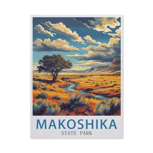Puzzle 1000 Stück，Makoshika State Park Vintage-Reiseposter，Papier Kinderspielzeug Dekompression Spiel（38x26cm）-AV12 von YYHMKBYY