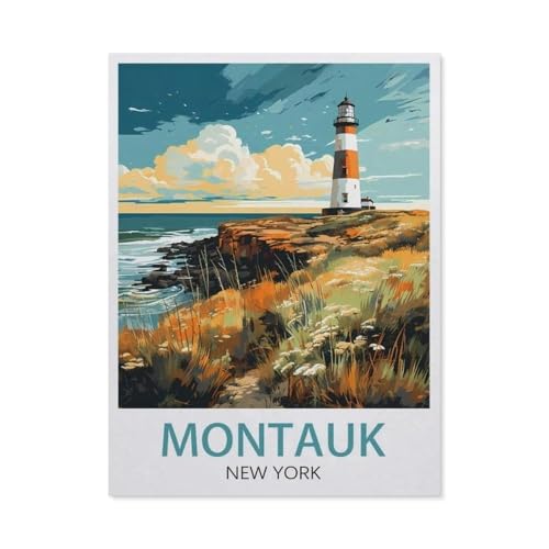 Puzzle 1000 Stück，Montauk New York，Klassische Puzzle 3D Puzzle DIY Kit Holz Spielzeug Einzigartiges Geschenk Wohnkultur（75x50cm）-EZ29 von YYHMKBYY