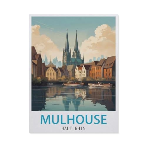 Puzzle 1000 Stück，Mulhouse Haut Rhin Vintage-Reiseposter，Klassische Puzzle 3D Puzzle DIY Kit Papier Spielzeug Einzigartiges Geschenk Wohnkultur（38x26cm）-BU40 von YYHMKBYY
