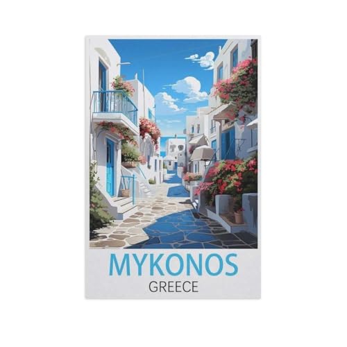 Puzzle 1000 Stück，Mykonos Griechenland，Holz Kinderspielzeug Dekompression Spiel（75x50cm）-FU18 von YYHMKBYY