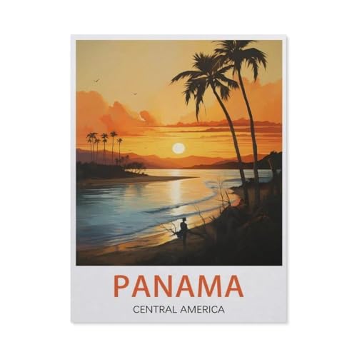 Puzzle 1000 Stück，Panama Vintage-Reiseposter，Holz Kinderspielzeug Dekompression Spiel（75x50cm）-BD91 von YYHMKBYY