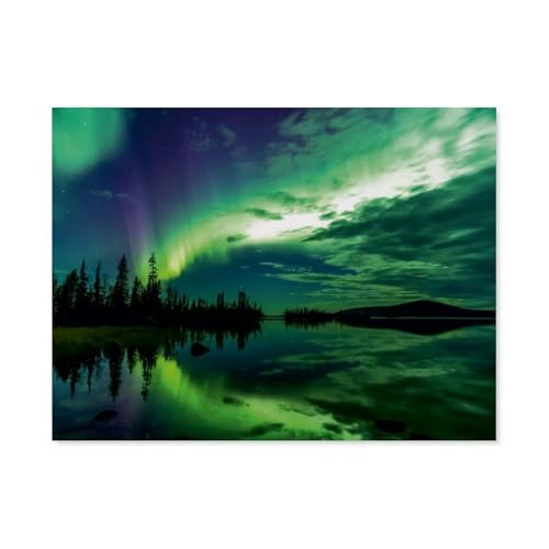 Puzzle 1000 Stück，Polarlicht über dem Jerisjärvi (Finnland)，Klassische Puzzle 3D Puzzle DIY Kit Papier Spielzeug Einzigartiges Geschenk Wohnkultur（38x26cm）-AR66 von YYHMKBYY