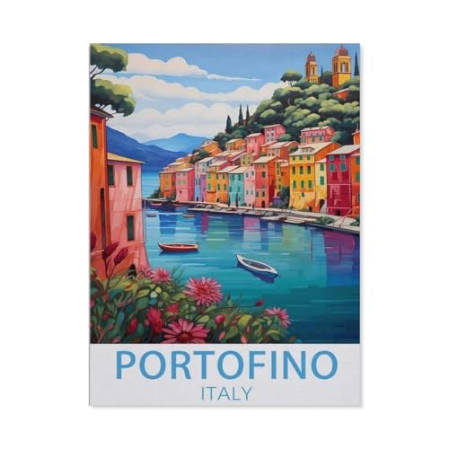Puzzle 1000 Stück，Portofino Italien-Reiseposter，Papier Kinderspielzeug Dekompression Spiel（38x26cm）-AH17 von YYHMKBYY