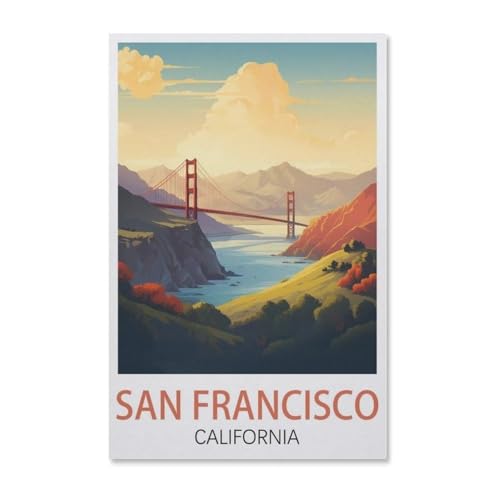 Puzzle 1000 Stück，San Francisco Kalifornien，Klassische Puzzle 3D Puzzle DIY Kit Holz Spielzeug Einzigartiges Geschenk Wohnkultur（75x50cm）-AA92 von YYHMKBYY