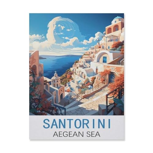 Puzzle 1000 Stück，Santorin, Ägäis，Klassische Puzzle 3D Puzzle DIY Kit Holz Spielzeug Einzigartiges Geschenk Wohnkultur（75x50cm）-FN22 von YYHMKBYY