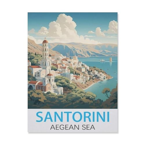 Puzzle 1000 Stück，Santorini Ägäis，Für Holz Erwachsene Spielzeug Dekompression Spiel（75x50cm）-FK5 von YYHMKBYY