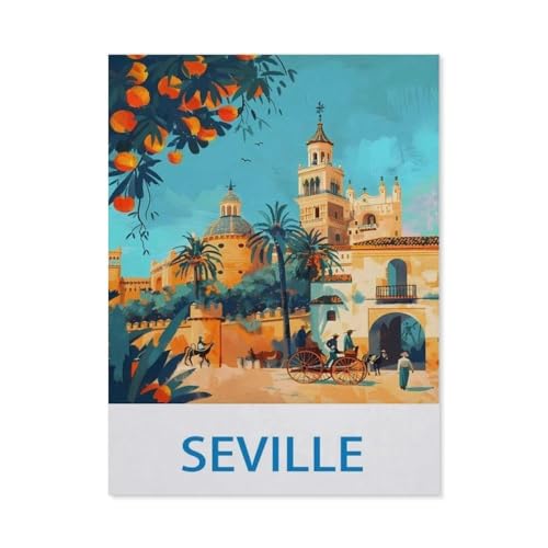 Puzzle 1000 Stück，Sevilla – Vintage Reiseplakat，Papier Kinderspielzeug Dekompression Spiel（50x70cm）-CZ57 von YYHMKBYY
