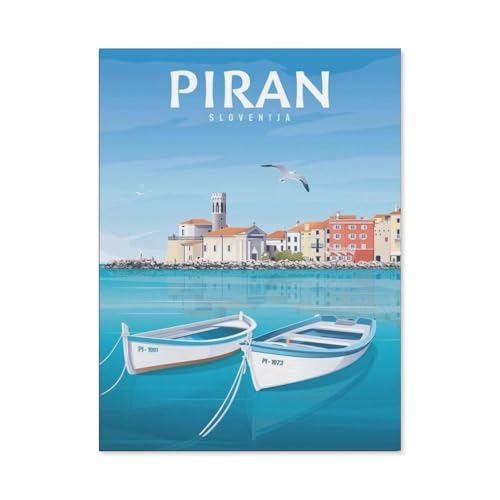 Puzzle 1000 Stück，Slowenien Piran Resort Stadt Boot，Klassische Puzzle 3D Puzzle DIY Kit Papier Spielzeug Einzigartiges Geschenk Wohnkultur（38x26cm）-BK15 von YYHMKBYY