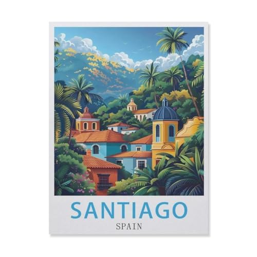 Puzzle 1000 Stück，Spanien Santiago，Für Holz Erwachsene Spielzeug Dekompression Spiel（75x50cm）-DP84 von YYHMKBYY