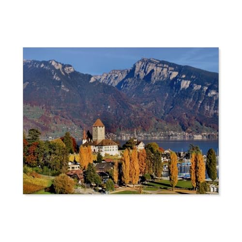 Puzzle 1000 Stück，Spiez, Berner Oberland, Schweiz，Papier Kinderspielzeug Dekompression Spiel（38x26cm）-AP10 von YYHMKBYY