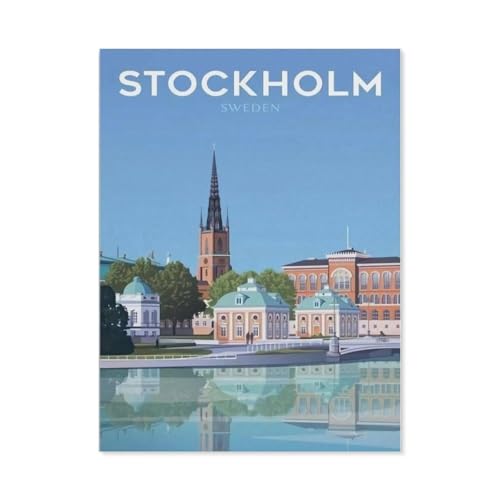 Puzzle 1000 Stück，Stockholm Schweden Vintage-Reiseposter，Für Holz Erwachsene Spielzeug Dekompression Spiel（75x50cm）-AK21 von YYHMKBYY