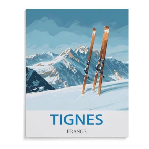 Puzzle 1000 Stück，Tignes Frankreich Vintage Reiseplakat Ski Design，Klassische Puzzle 3D Puzzle DIY Kit Papier Spielzeug Einzigartiges Geschenk Wohnkultur（38x26cm）-C60 von YYHMKBYY
