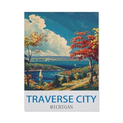 Puzzle 1000 Stück，Traverse City, Michigan，Holz Kinderspielzeug Dekompression Spiel（75x50cm）-CJ45 von YYHMKBYY