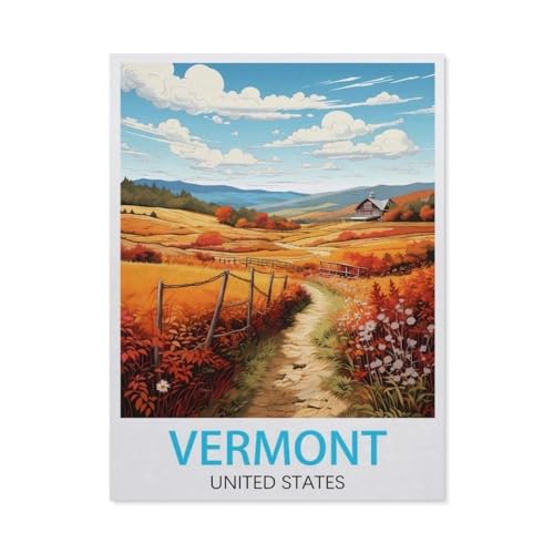 Puzzle 1000 Stück，Vermont Vintage-Reiseposter，Für Holz Erwachsene Spielzeug Dekompression Spiel（75x50cm）-AQ10 von YYHMKBYY