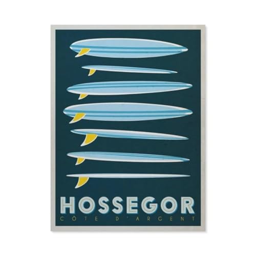 Puzzle 1000 Stück，Vintage Hossegor Reiseposter Frankreich Surfbrett，Klassische Puzzle 3D Puzzle DIY Kit Holz Spielzeug Einzigartiges Geschenk Wohnkultur（75x50cm）-BO56 von YYHMKBYY