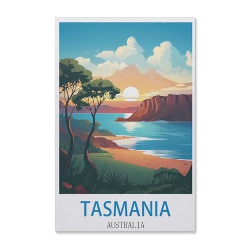 Puzzle 1000 Stück，Vintages Reiseplakat Tasmaniens Australien，Papier Kinderspielzeug Dekompression Spiel（50x70cm）-F15 von YYHMKBYY