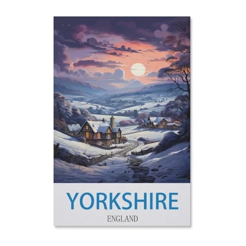 Puzzle 1000 Stück，Vintages Reiseplakat Yorkshire England，Klassische Puzzle 3D Puzzle DIY Kit Papier Spielzeug Einzigartiges Geschenk Wohnkultur（38x26cm）-G25 von YYHMKBYY