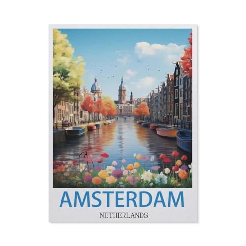 Puzzle 1000 Teile, Amsterdam, Niederlande, für Erwachsene, Jugendliche, Stichsägen, 1000 Teile, ideal für Entspannung, Meditation, Hobby, Geburtstagsgeschenk (75 x 50 cm) -EO100 von YYHMKBYY