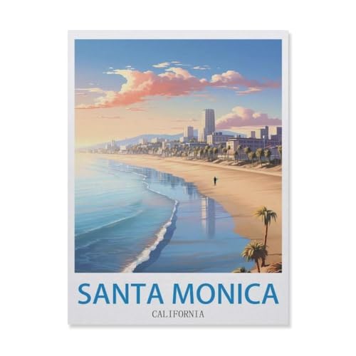 Puzzle 1000 Teile, Santa Monica, Kalifornien, für Erwachsene, Jugendliche, Stichsägen, 1000 Teile, ideal für Entspannung, Meditation, Hobby, Geburtstagsgeschenk (50 x 70 cm) - EI30 von YYHMKBYY