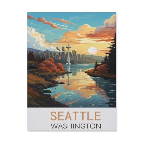 Puzzle 1000 Teile, Seattle Washington, Holz-Kinderspiele, Lernspielzeug (75 x 50 cm), FM41 von YYHMKBYY