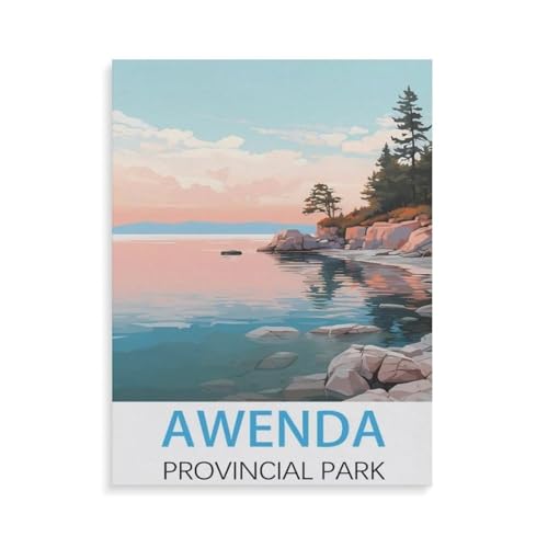 Puzzle 1000 Teile，Awenda Provincial Park Vintage Reiseplakate，Holz Kinder Wiedergeboren Dekompressionsspiel（75x50cm）-AF9 von YYHMKBYY