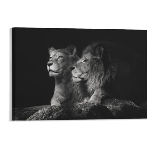 Puzzle 1000 Teile，EIN Löwenpaar, schwarz-weiß，Kinderspielzeug Dekompressionsspiel Klassisches Spiel Puzzle（52x38cm）-142 von YYHMKBYY