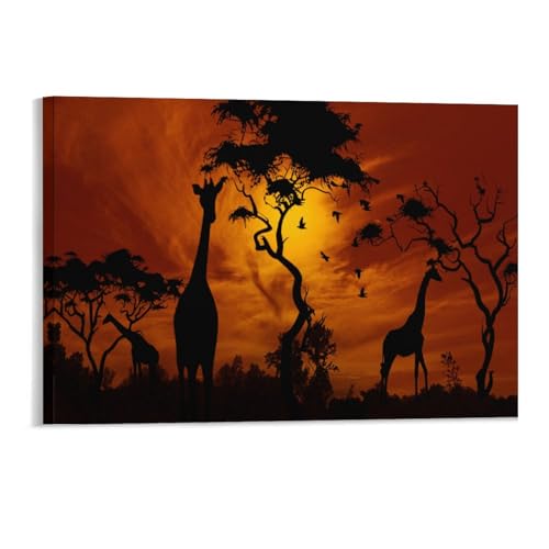 Puzzle 1000 Teile，Giraffen im glühenden Sonnenuntergang，Papier Kinderspielzeug Dekompressionsspiel（50x70cm）-80 von YYHMKBYY