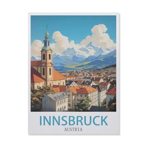 Puzzle 1000 Teile，Innsbruck, Österreich, Berg，Papier Kinder Wiedergeboren Dekompressionsspiel（38x26cm）-DT53 von YYHMKBYY