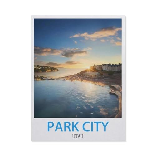 Puzzle 1000 Teile，Park City Utah Vintage Reiseplakate，Papier Adult Toys Dekompressionsspiel（38x26cm）-CD71 von YYHMKBYY