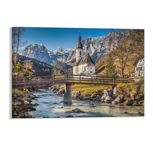 Puzzle 1000 Teile，Pfarrkirche St. Sebastian im Herbst，Erwachsene Holzspiel Freizeit Kunst Spielzeug Puzzles（75x50cm）-184 von YYHMKBYY