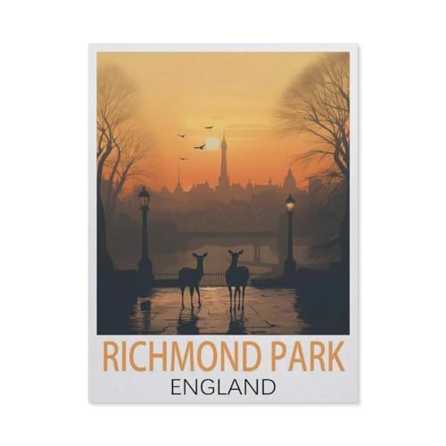 Puzzle 1000 Teile，Richmond Park, England，Papier Kinder Wiedergeboren Dekompressionsspiel（38x26cm）-DK74 von YYHMKBYY