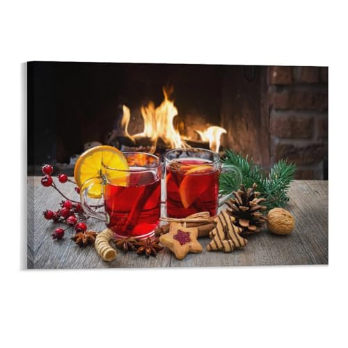Puzzle 1000 Teile，Weihnachtlicher Glühwein am romantischen Kamin，Erwachsene Holzspiel Freizeit Kunst Spielzeug Puzzles（52x38cm）-64 von YYHMKBYY