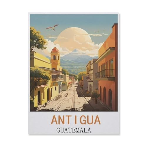 Puzzle 1000 Teile DIY Holz Puzzle，Antigua Guatemala，Freizeit Creative Kreuzworträtsel Spiel Kind Puzzle Spielzeug Geburtstag Festival Einzigartiges Geschenk（75x50cm）-FJ62 von YYHMKBYY