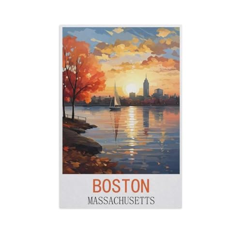 Puzzle 1000 Teile DIY Holz Puzzle，Boston, Massachusetts，Freizeit Creative Kreuzworträtsel Spiel Kind Puzzle Spielzeug Geburtstag Festival Einzigartiges Geschenk（75x50cm）-FN100 von YYHMKBYY