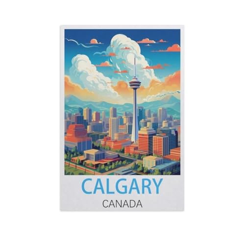 Puzzle 1000 Teile DIY Holz Puzzle，Calgary Kanada，Freizeit Creative Kreuzworträtsel Spiel Kind Puzzle Spielzeug Geburtstag Festival Einzigartiges Geschenk（75x50cm）-FQ95 von YYHMKBYY