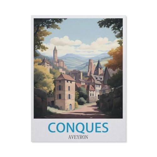 Puzzle 1000 Teile DIY Holz Puzzle，Conques Aveyron，Freizeit Creative Kreuzworträtsel Spiel Kind Puzzle Spielzeug Geburtstag Festival Einzigartiges Geschenk（75x50cm）-GP13 von YYHMKBYY
