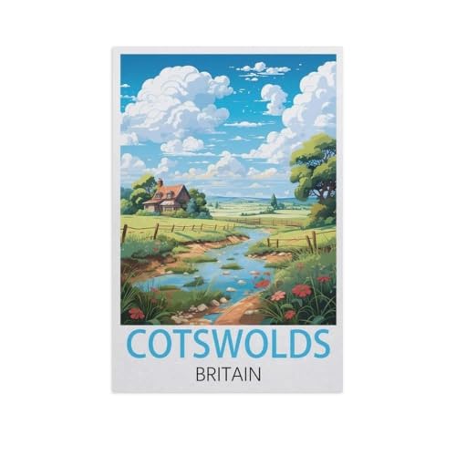 Puzzle 1000 Teile DIY Holz Puzzle，Cotswolds, Großbritannien，Freizeit Creative Kreuzworträtsel Spiel Kind Puzzle Spielzeug Geburtstag Festival Einzigartiges Geschenk（75x50cm）-GJ26 von YYHMKBYY
