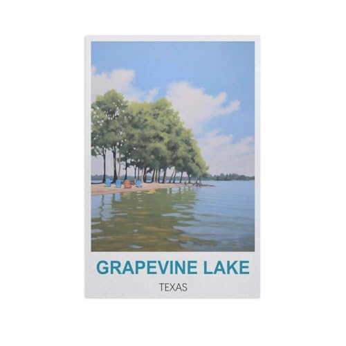 Puzzle 1000 Teile DIY Holz Puzzle，Grapevine Lake, Texas，Freizeit Creative Kreuzworträtsel Spiel Kind Puzzle Spielzeug Geburtstag Festival Einzigartiges Geschenk（75x50cm）-GH7 von YYHMKBYY