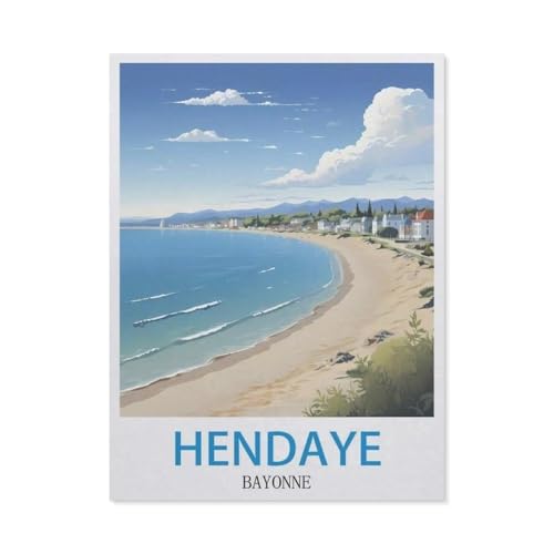 Puzzle 1000 Teile DIY Holz Puzzle，Hendaye Bayonne，Freizeit Creative Kreuzworträtsel Spiel Kind Puzzle Spielzeug Geburtstag Festival Einzigartiges Geschenk（75x50cm）-GO40 von YYHMKBYY