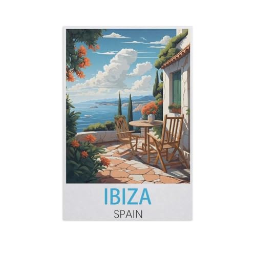 Puzzle 1000 Teile DIY Holz Puzzle，Ibiza Spanien，Freizeit Creative Kreuzworträtsel Spiel Kind Puzzle Spielzeug Geburtstag Festival Einzigartiges Geschenk（75x50cm）-FV33 von YYHMKBYY