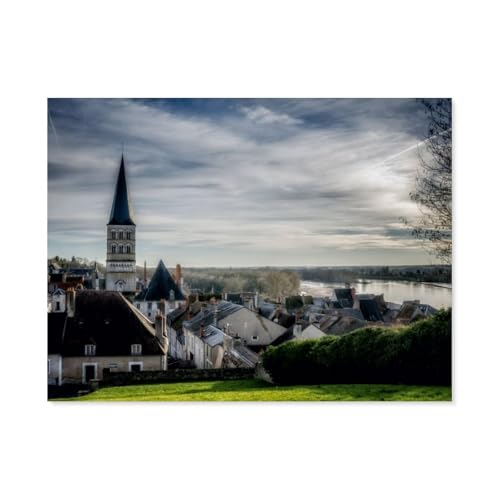 Puzzle 1000 Teile DIY Holz Puzzle，La Charité-sur-Loire Die alte Stadt，Freizeit Creative Kreuzworträtsel Spiel Kind Puzzle Spielzeug Geburtstag Festival Einzigartiges Geschenk（75x50cm）-AR71 von YYHMKBYY