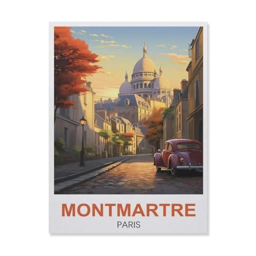 Puzzle 1000 Teile DIY Holz Puzzle，Montmartre Paris，Freizeit Creative Kreuzworträtsel Spiel Kind Puzzle Spielzeug Geburtstag Festival Einzigartiges Geschenk（75x50cm）-GM94 von YYHMKBYY
