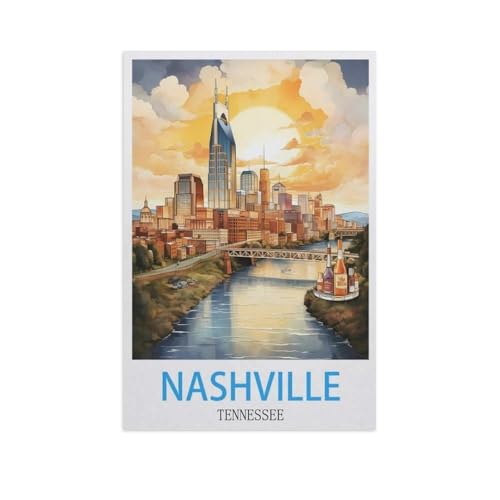 Puzzle 1000 Teile DIY Holz Puzzle，Nashville, Tennessee，Freizeit Creative Kreuzworträtsel Spiel Kind Puzzle Spielzeug Geburtstag Festival Einzigartiges Geschenk（75x50cm）-GI53 von YYHMKBYY