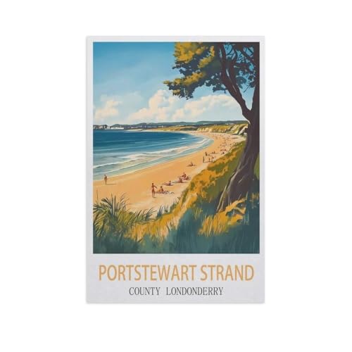 Puzzle 1000 Teile DIY Holz Puzzle，Portstewart Strand, County Londonderry，Freizeit Creative Kreuzworträtsel Spiel Kind Puzzle Spielzeug Geburtstag Festival Einzigartiges Geschenk（75x50cm）-FY28 von YYHMKBYY